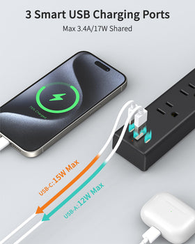HOPOW 3 USB ports provide convenient charging for phones and tablets