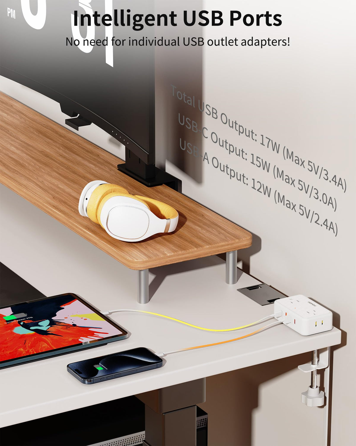 HOPOW USB ports close view showing 2 USB‑C and 2 USB‑A for fast charging