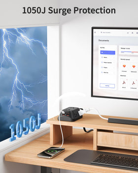 HOPOW widely spaced outlets prevent plug blocking for bulky adapters