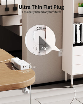 HOPOW wide spaced outlets accommodating bulky adapters for convenience