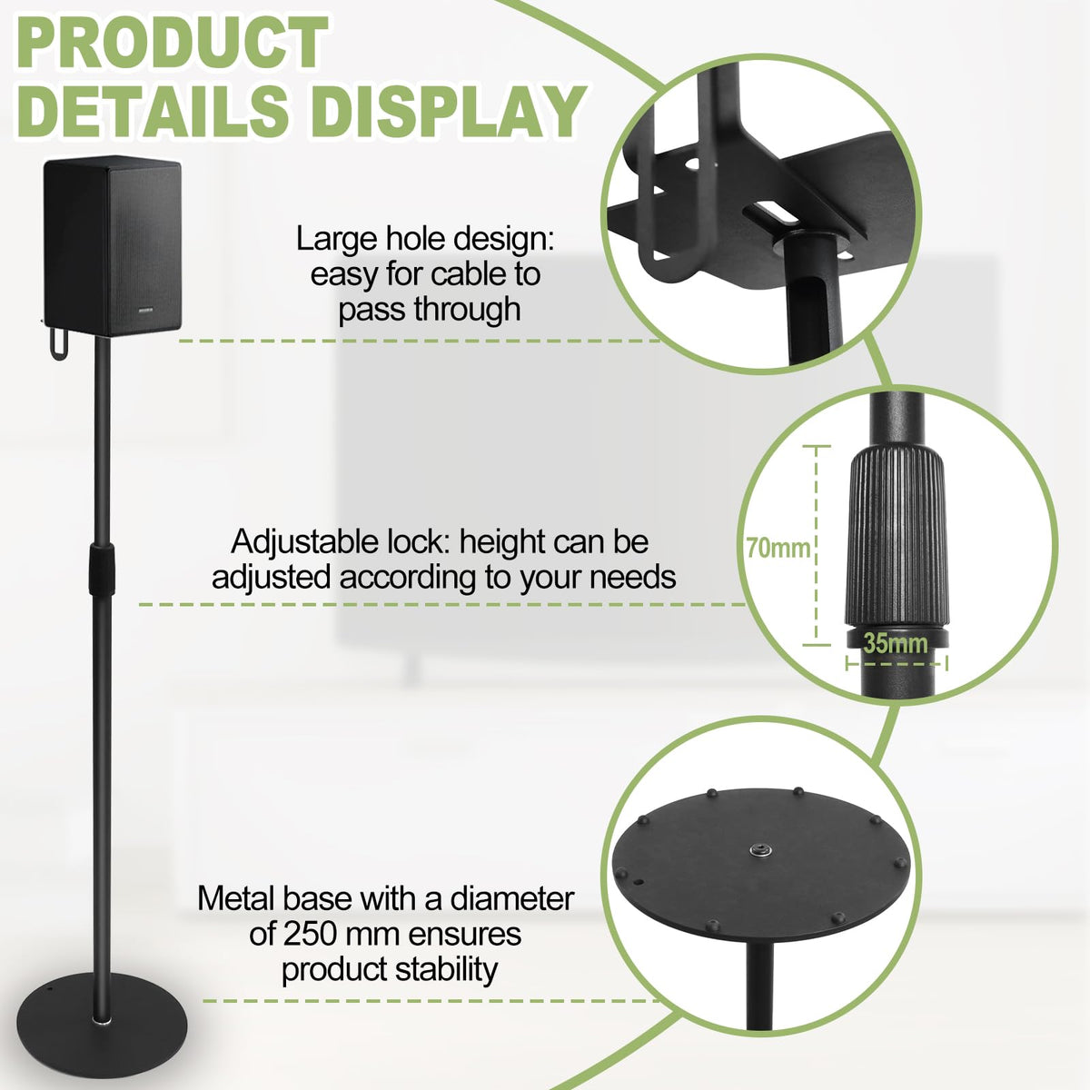 Edge mounting on Hoqqf stands improves stability behind seating.