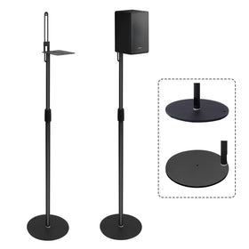 Hoqqf speaker stands pair with adjustable height for ideal listening levels.