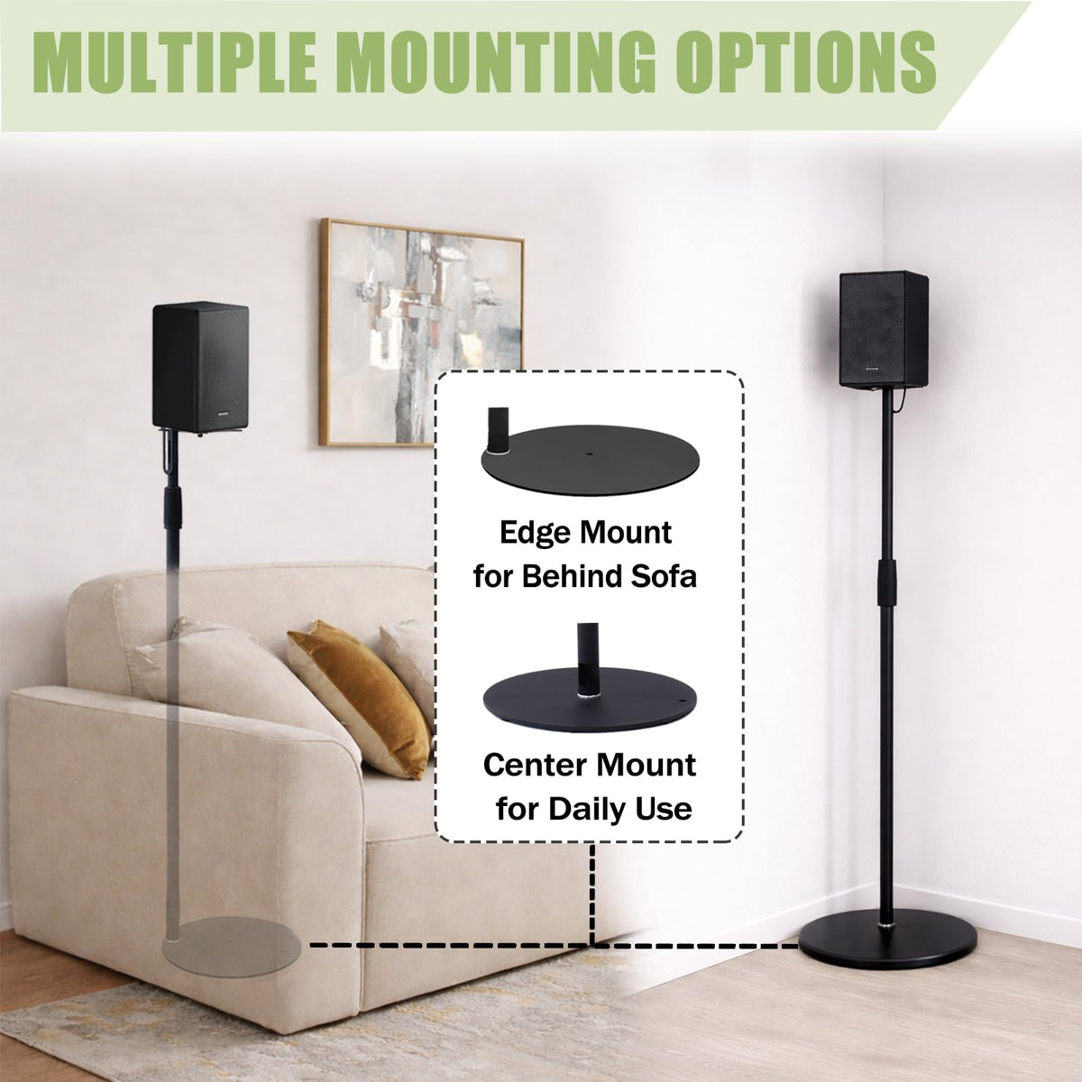 Hoqqf stands offer wall-mount capability for space-saving placement.