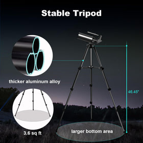 HOROX reinforced aluminum tripod provides stable support for steady viewing.