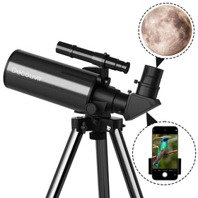 HOROX adjustable tripod reaches up to 46.5 inches for comfortable viewing angles.