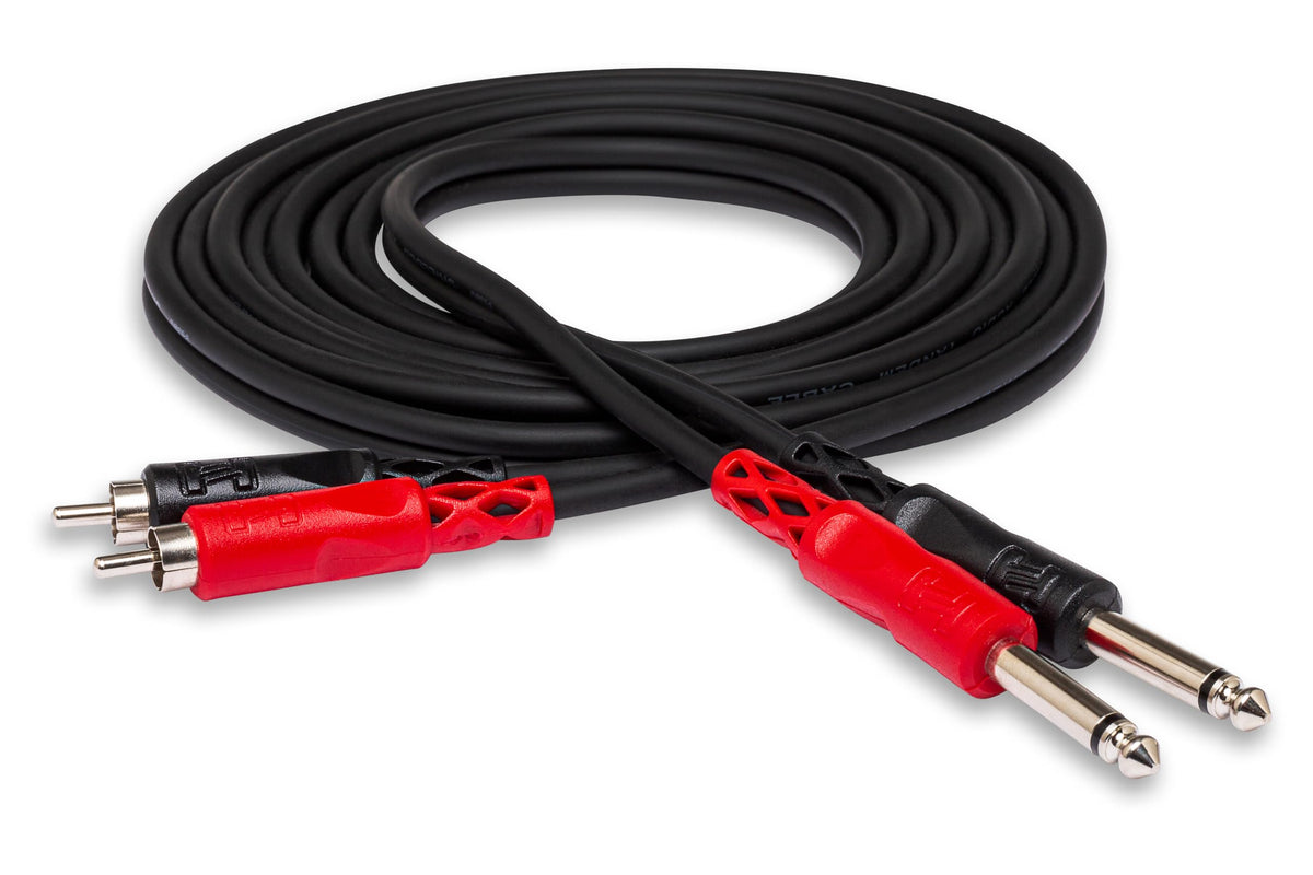 Hosa CPR-202 front connectors showing secure fit and lifetime reliability
