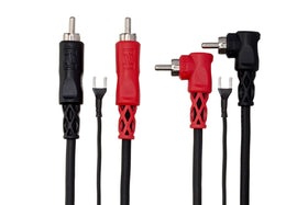 Hosa CRA-202DJ ground wire attached for grounded turntable setups.