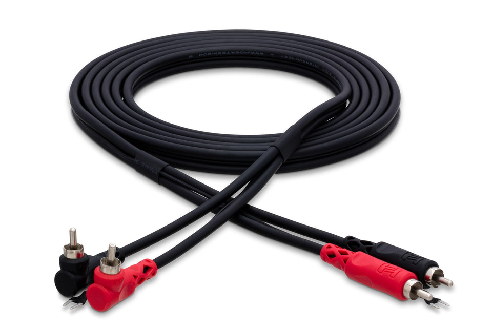 Hosa CRA-202DJ stereo interconnect with ground wire for turntable grounding.