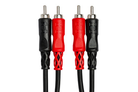 Hosa CRA-206 connectors closeup showing sturdy RCA plugs for reliable connections