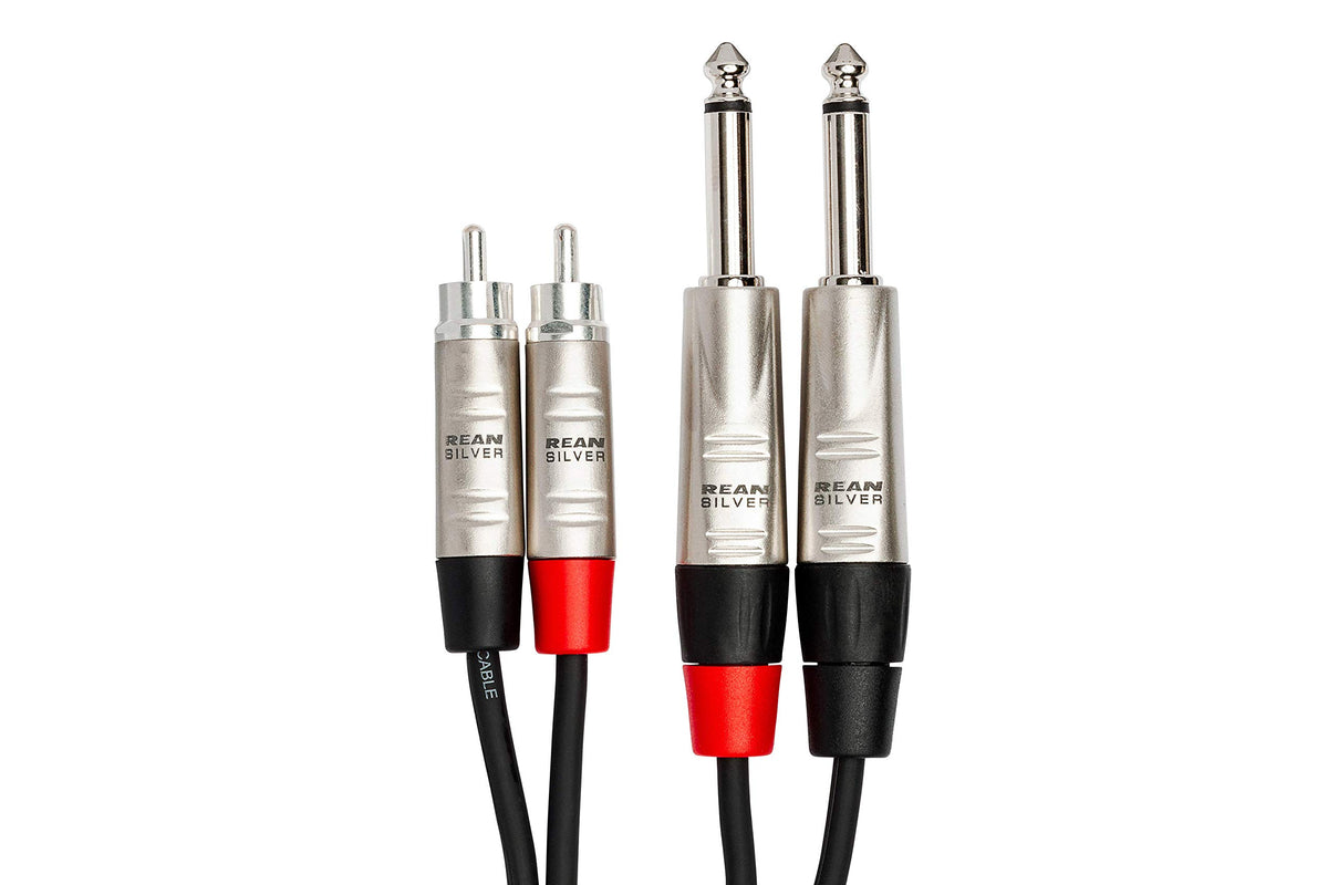 Rugged Hosa HPR-010X2 cable design built for road use in live performances.