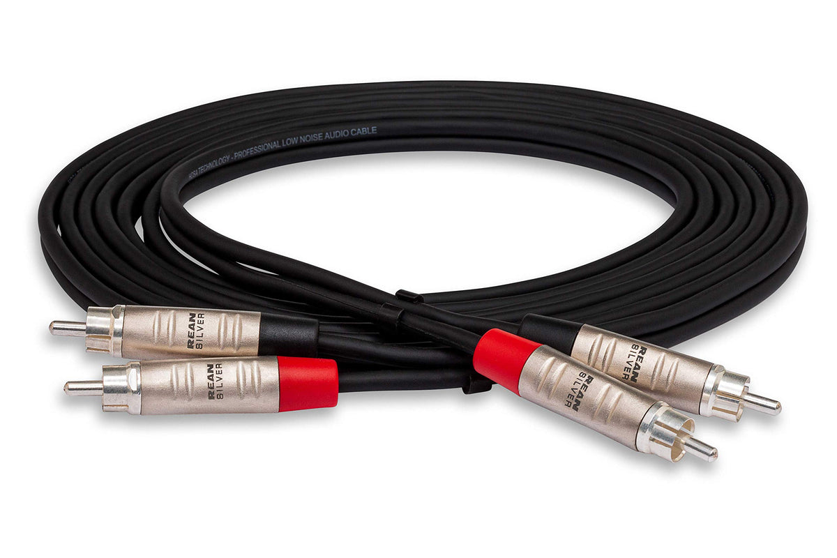 Hosa HRR-005X2 dual REAN RCA connectors deliver studio-grade stereo clarity for live setups.