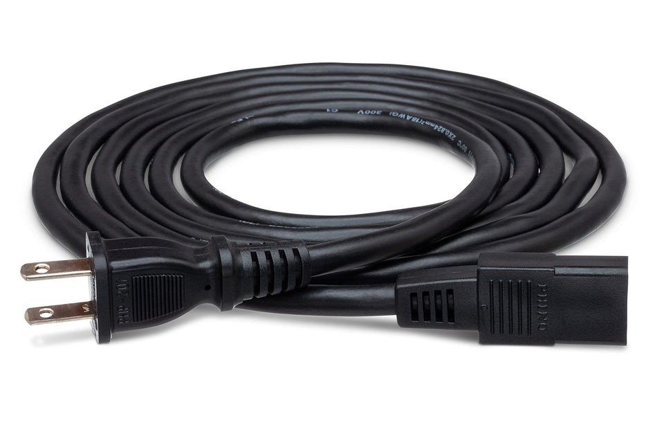 Hosa PWC-178 IEC C9 power cable closeup for reliable computer connections.