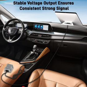 Hosile installed in RV dashboard showing reliable onboard Starlink power benefit