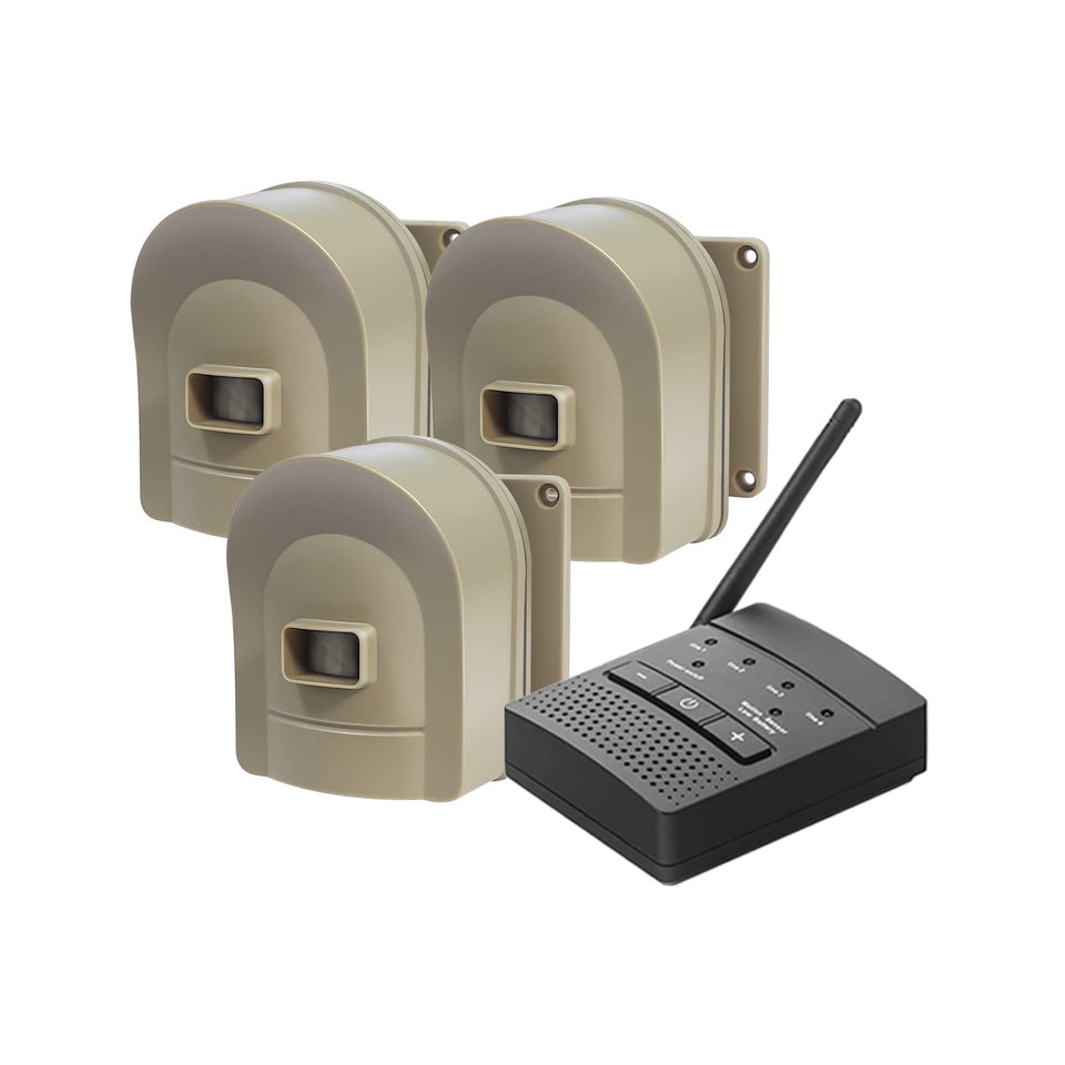 H HOSMART driveway alarm base unit with weatherproof housing.