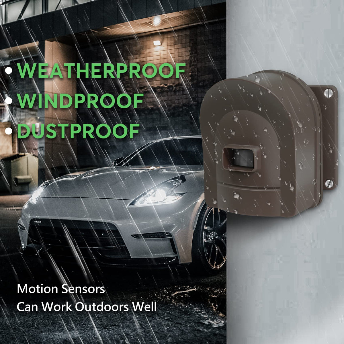 Hosmart wireless driveway alarm with audible chime and LED indicators.