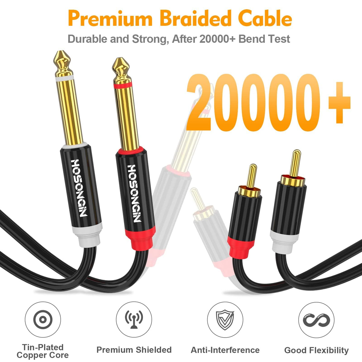HOSONGIN 24K gold-plated connectors resist corrosion for long-term reliability