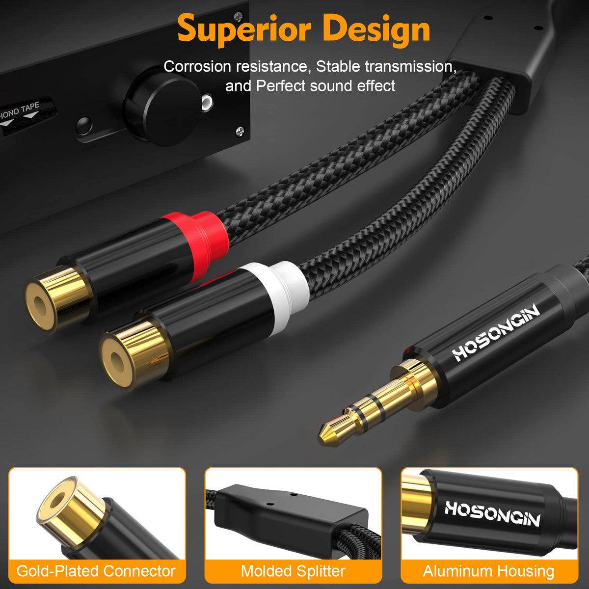 HOSONGIN cable connected between phone and TV for clear audio