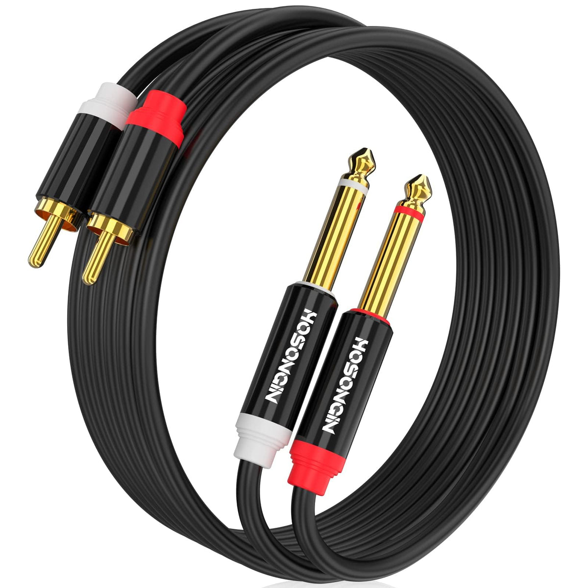HOSONGIN dual one-quarter-inch TS to dual RCA cable enables flexible studio connections