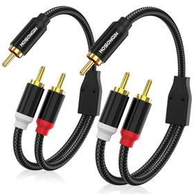 HOSONGIN front view of RCA Y splitter showing connectors and cable, reliable connectivity