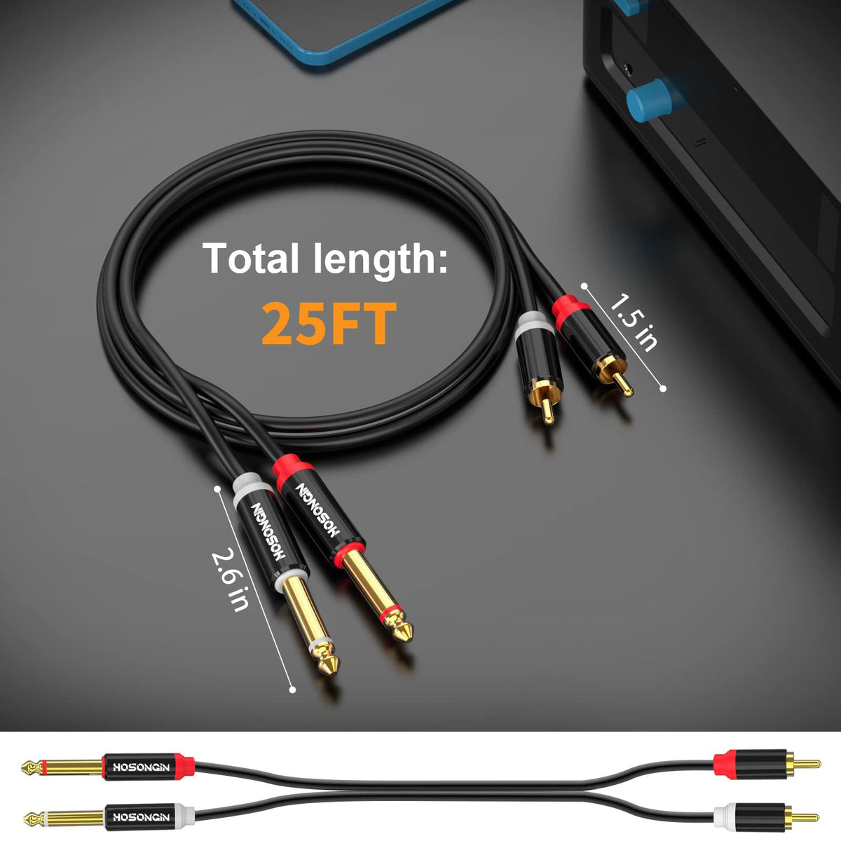 HOSONGIN 25-foot cable suits studios, home theaters, and live setups
