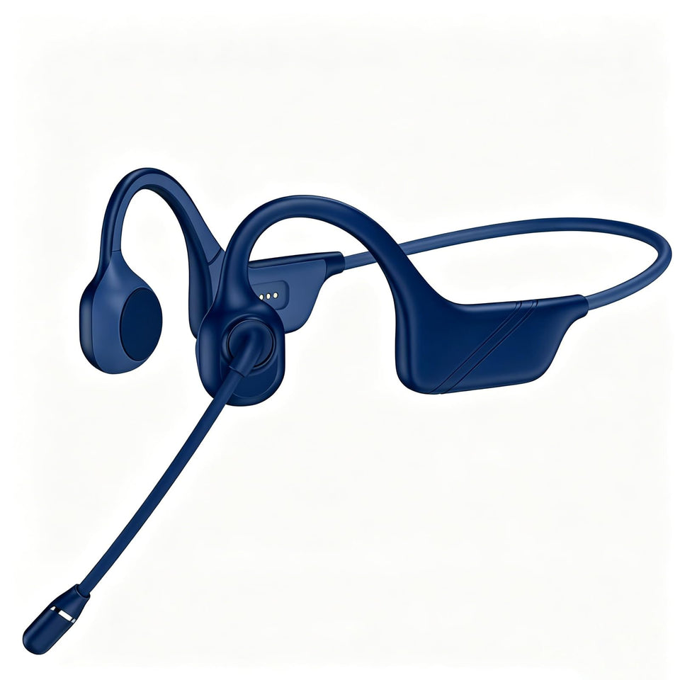 Hostena Meetings open-ear headphones with rotatable microphone for adjustable sound pickup during calls.