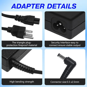 Hostorch detachable AC cable with US plug for easy replacement and travel convenience
