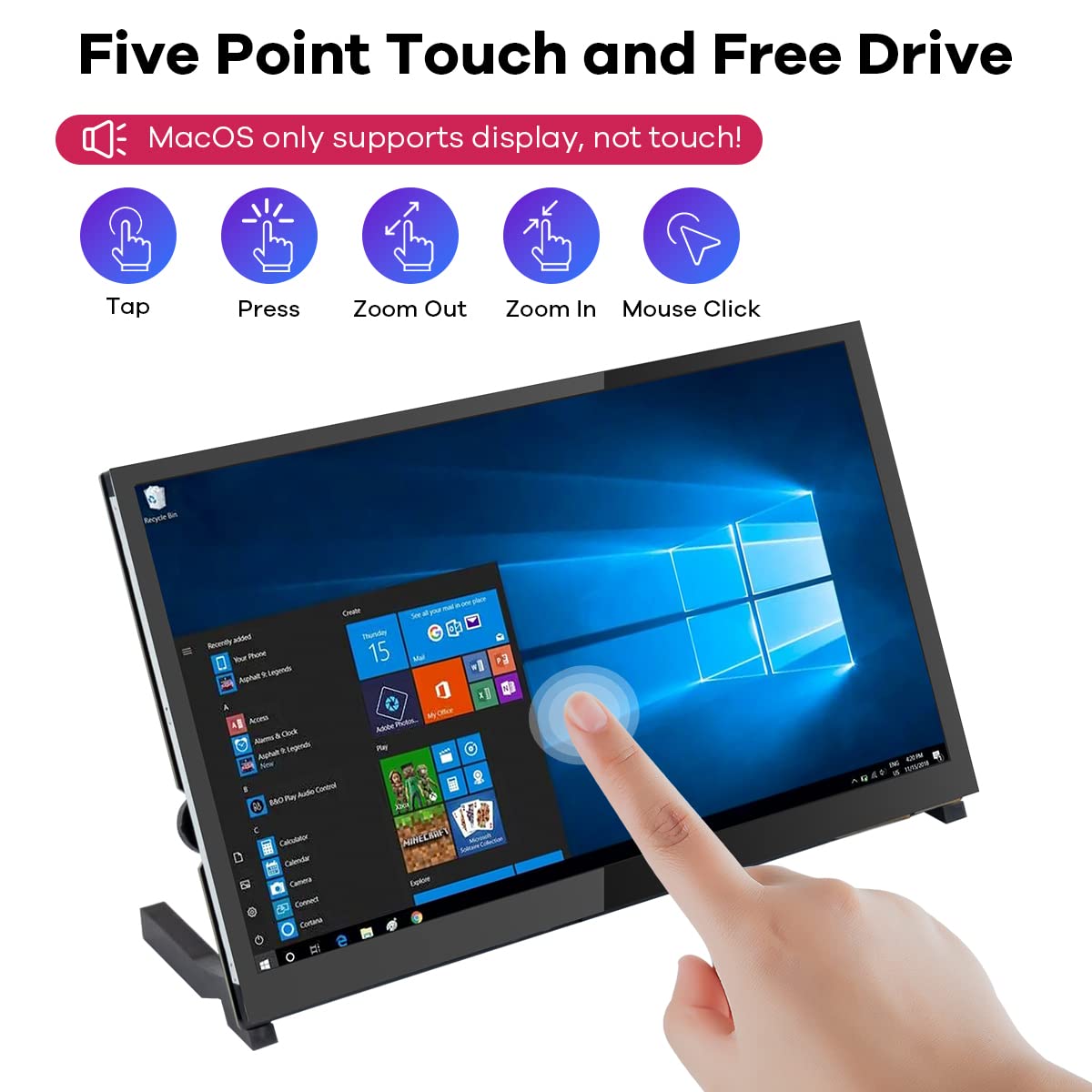 Hosyond 10.1-inch IPS monitor side ports enable easy HDMI and power connections