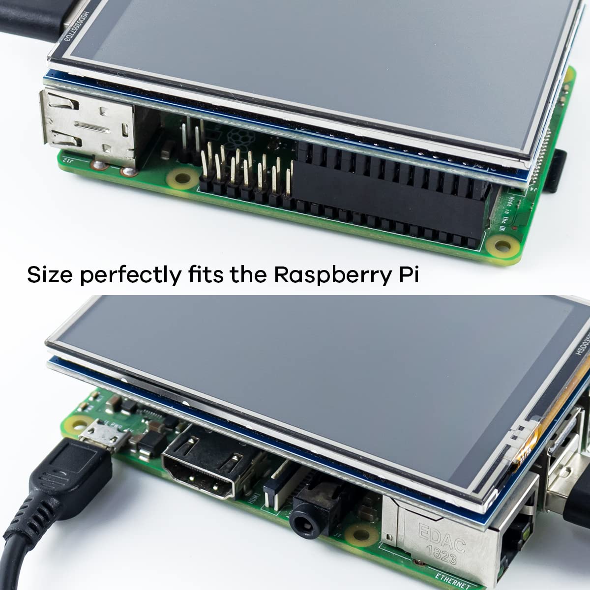 Hosyond 3.5-inch display closeup showing clear TFT visuals and touch responsiveness.