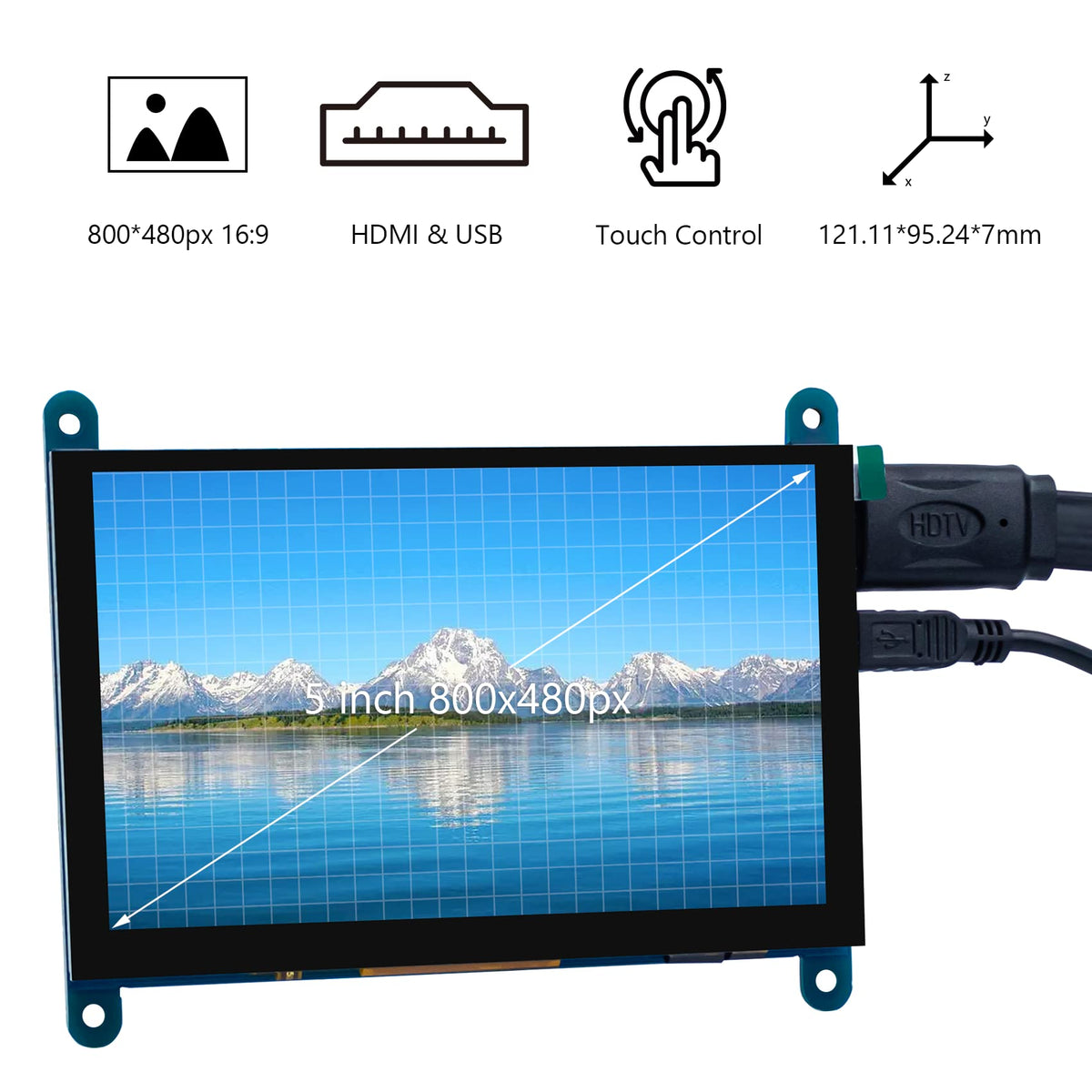 Hosyond side profile highlighting slim 5-inch touch screen design and portability