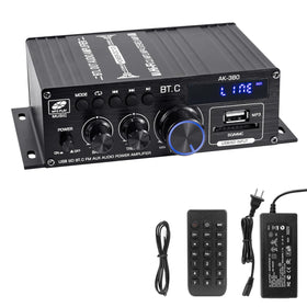 Hosyond AK-380 front panel with bass and treble controls for easy sound tweaks.