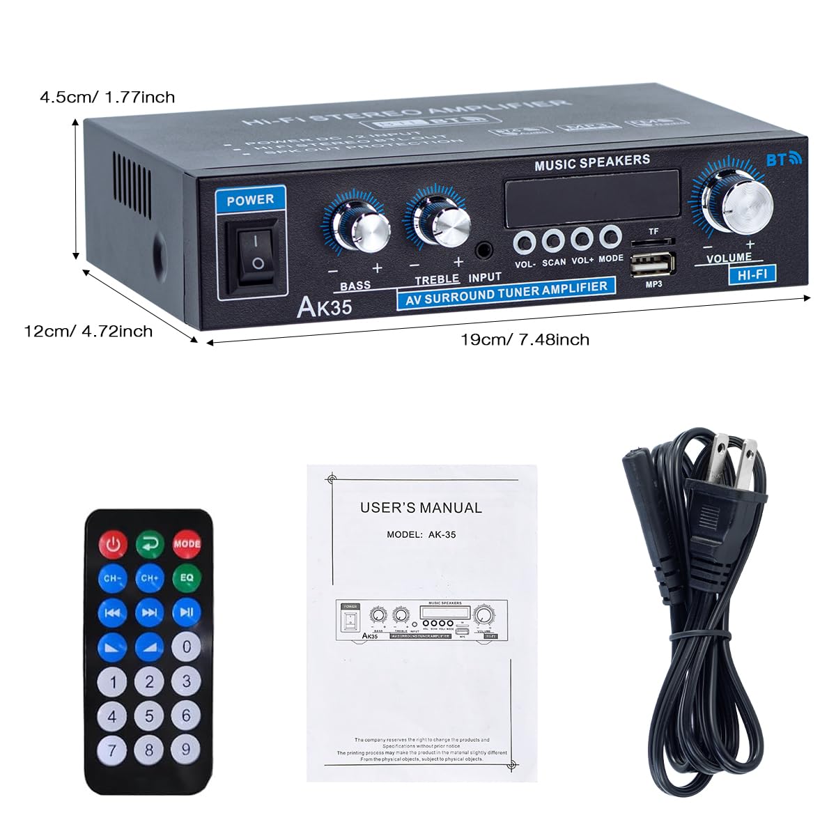 Multiple inputs including AUX, USB, SD, and RCA for flexible connections.