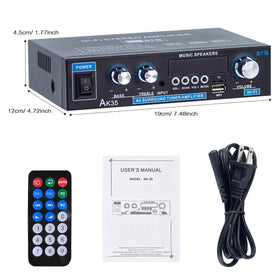 Multiple inputs including AUX, USB, SD, and RCA for flexible connections.