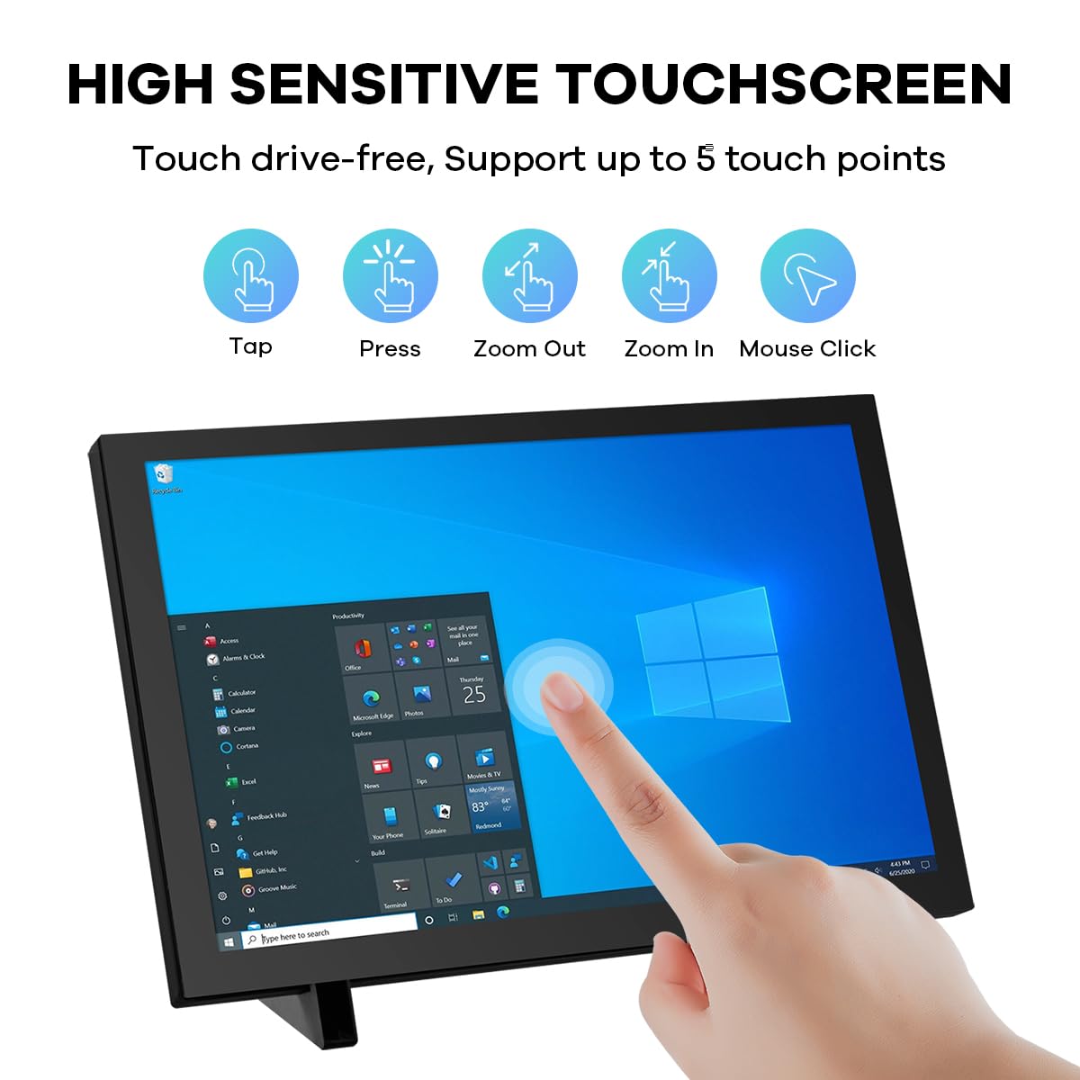 Hosyond Raspberry Pi setup with HDMI touch monitor ready for testing