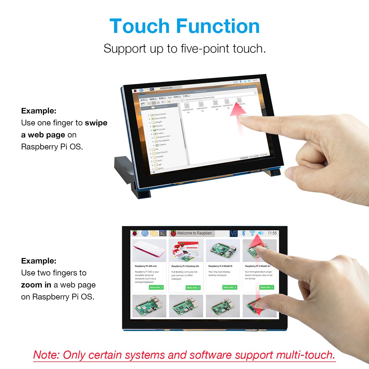Hosyond screen mounted on Raspberry Pi displaying UI for interactive control