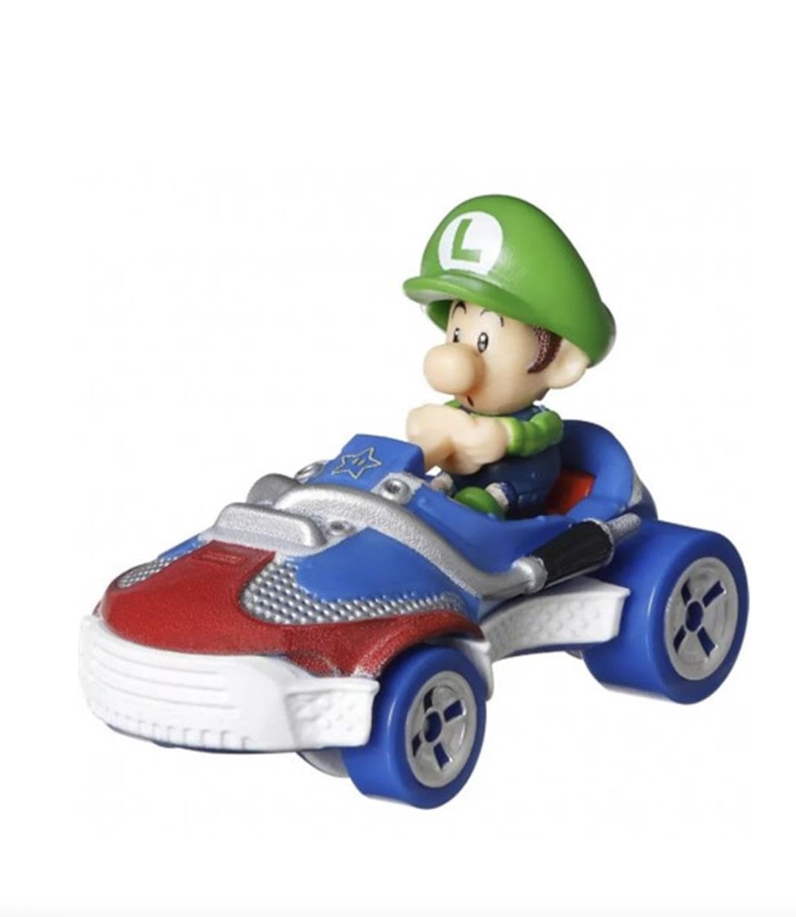 Hot Wheels Mario Kart Baby Luigi Sneeker front view; ideal for imaginative play and racing.