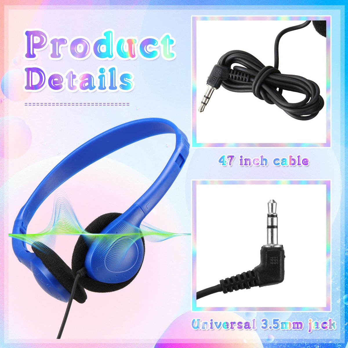 Hoteam light-blue adjustable headband headphones offering comfortable wear for study sessions.