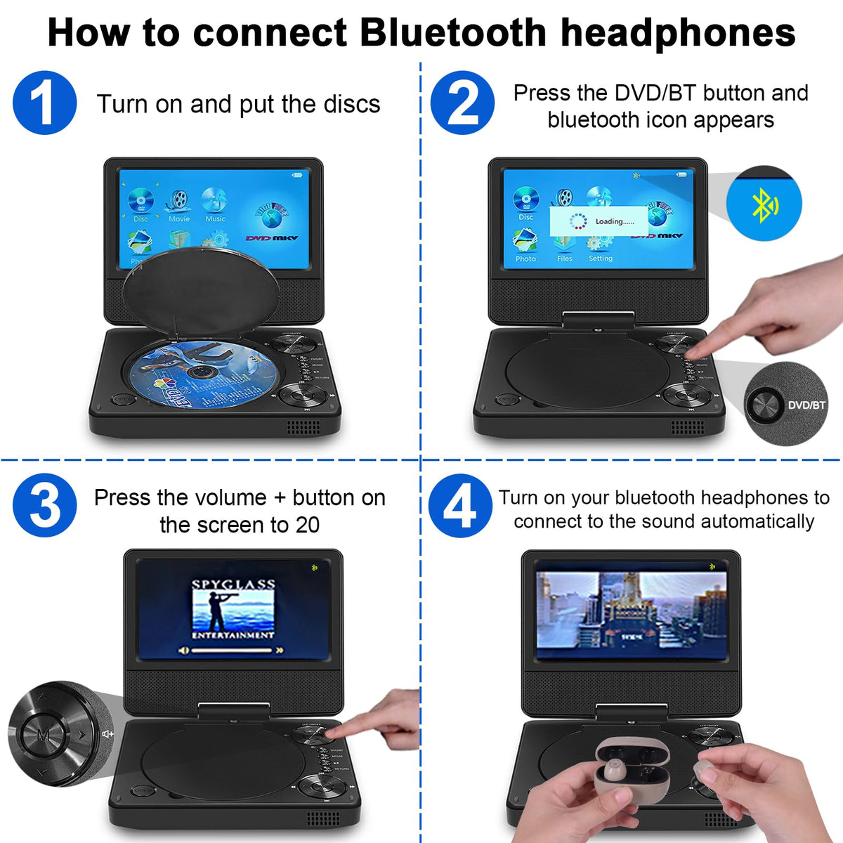HotHat 9-5-inch DVD player offers up to 5 hours of battery life.