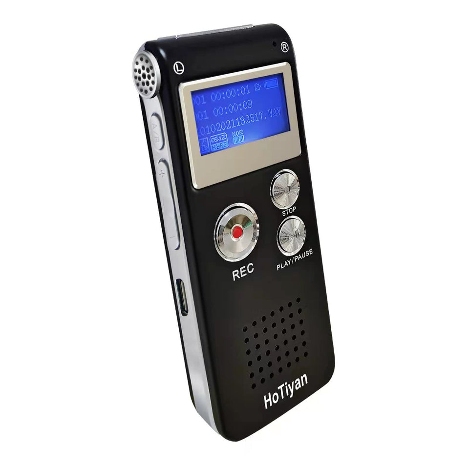 HoTiyan digital voice recorder front view for easy capture during lectures.