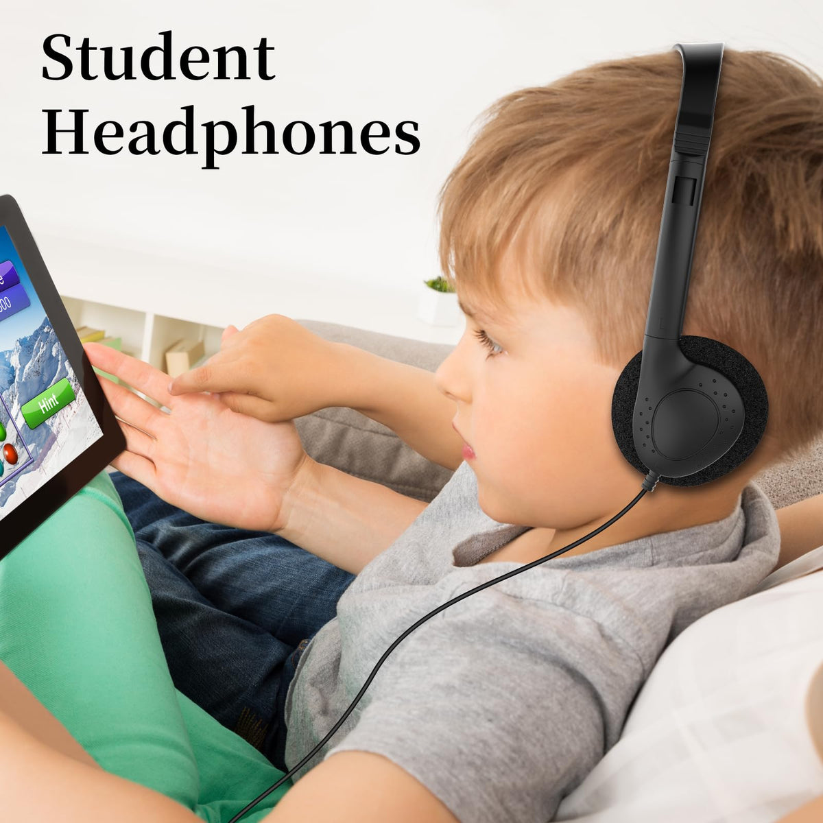 HOTKUDO classroom-use headphones displayed in a bright learning space.