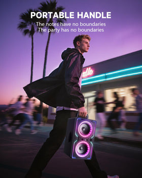 Hotlemon speaker showing long-lasting 15-hour playtime for all-night use.