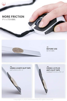 Diamond texture grip tape from HOTLINEGAMES increases friction for precise movements.
