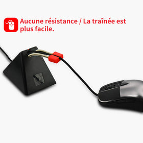 Hotline Games mouse bungee closeup bendable clip secures various cables neatly.