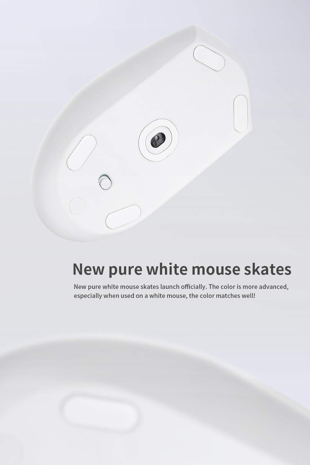HOTLINEGAMES pure white mouse skates for clean aesthetics and smooth motion.