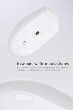 HOTLINEGAMES pure white mouse skates for clean aesthetics and smooth motion.