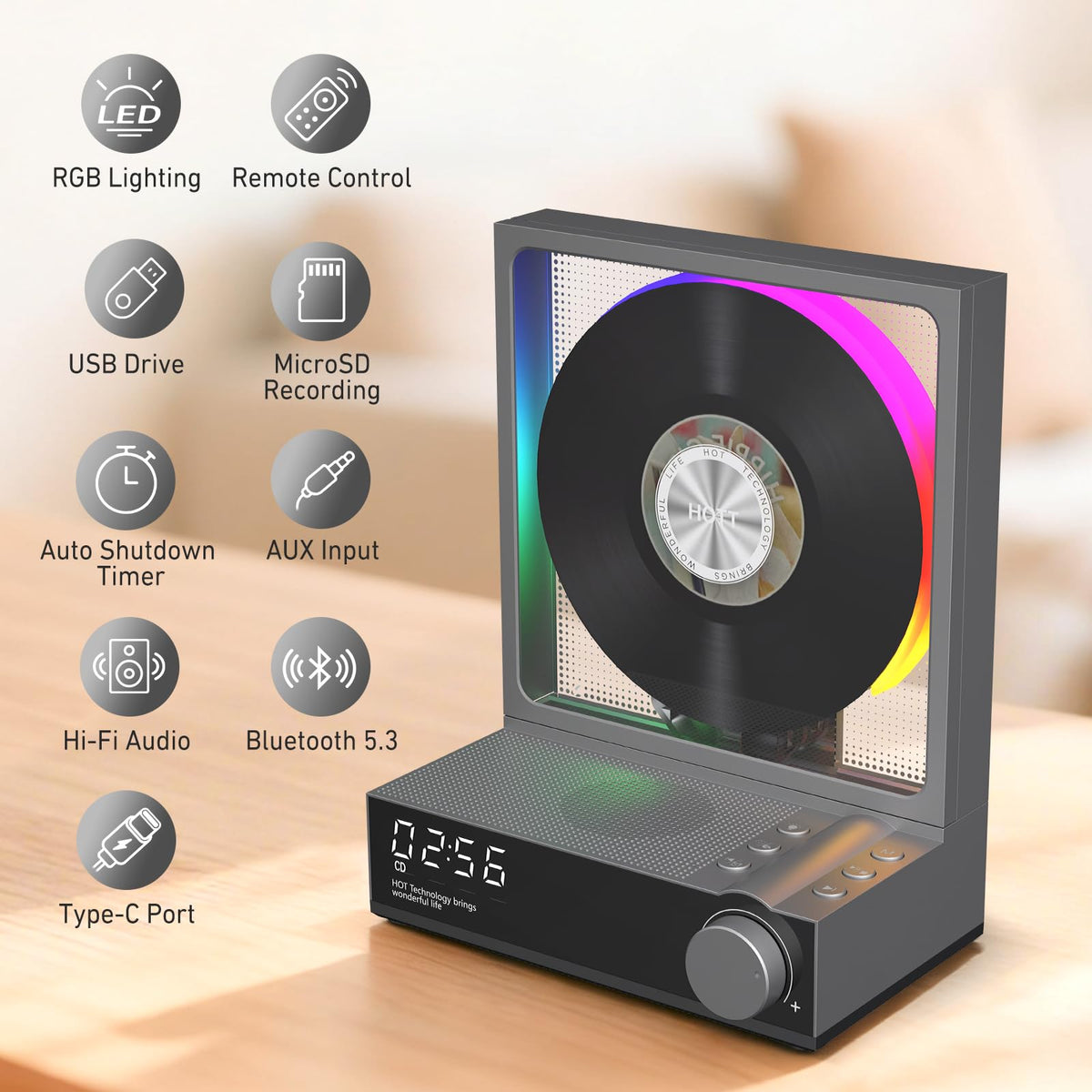 HOTT C229 display and buttons — intuitive interface for multi-format playback
