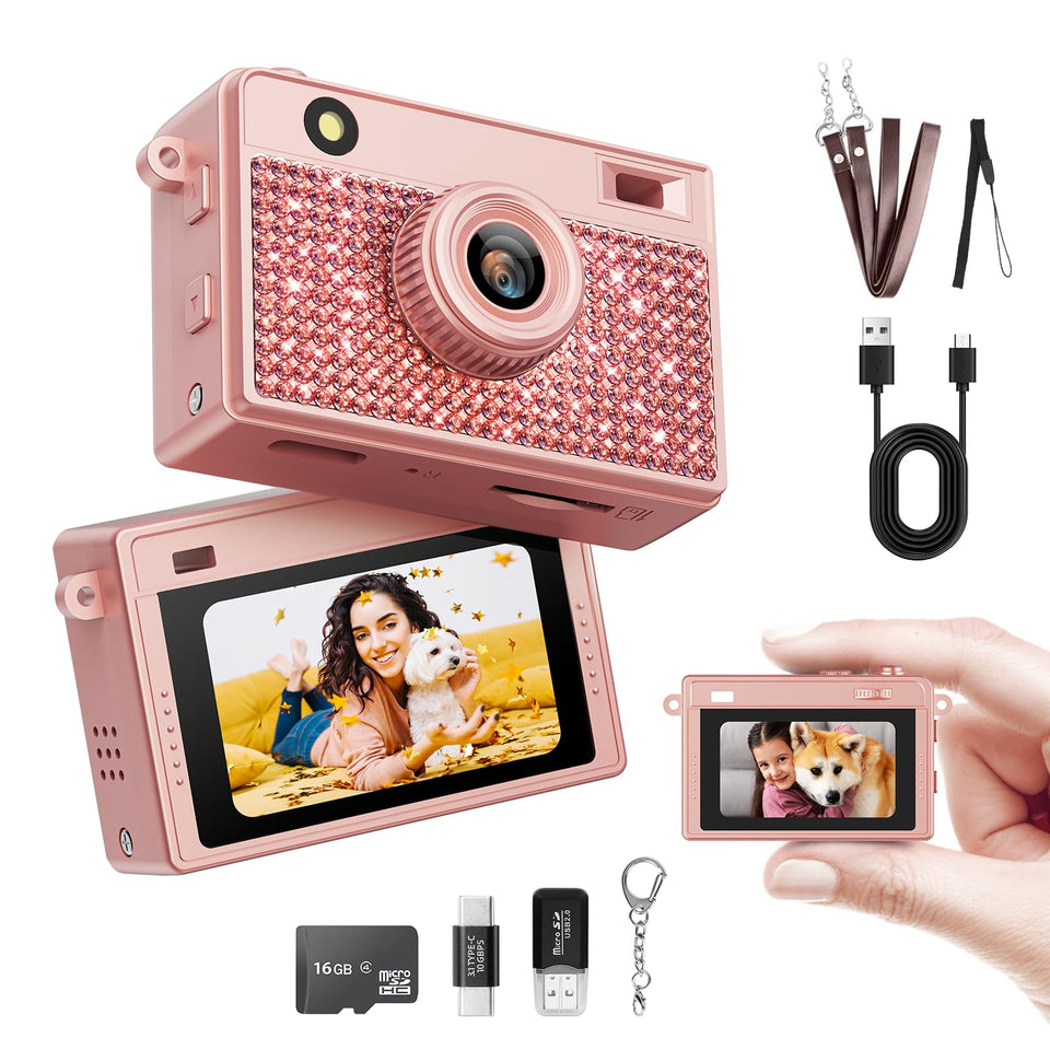 HOTU front view showing compact camera body and display, easy-carry benefit