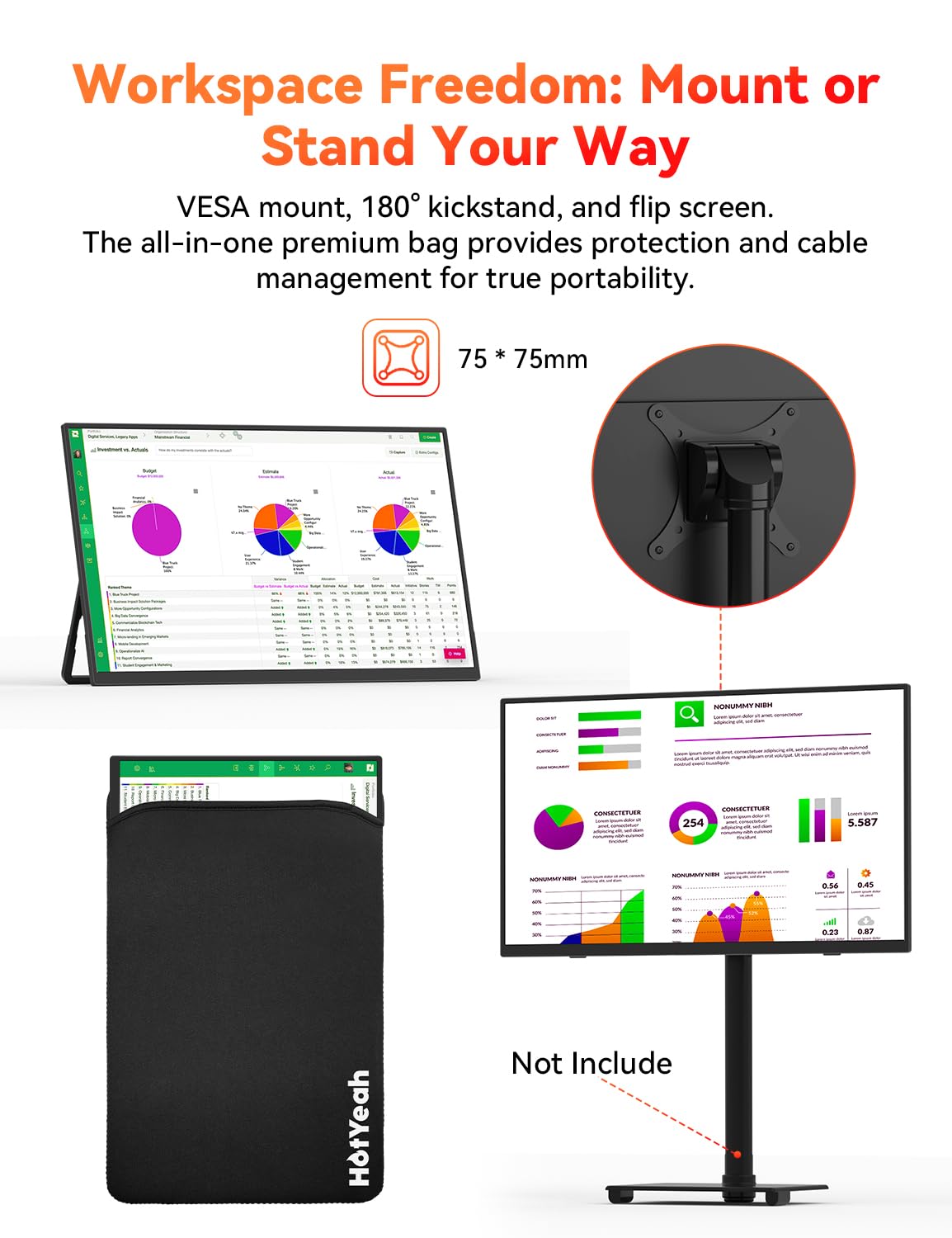 HotYeah 15.6-inch full HD anti-glare display with bright, vivid colors.