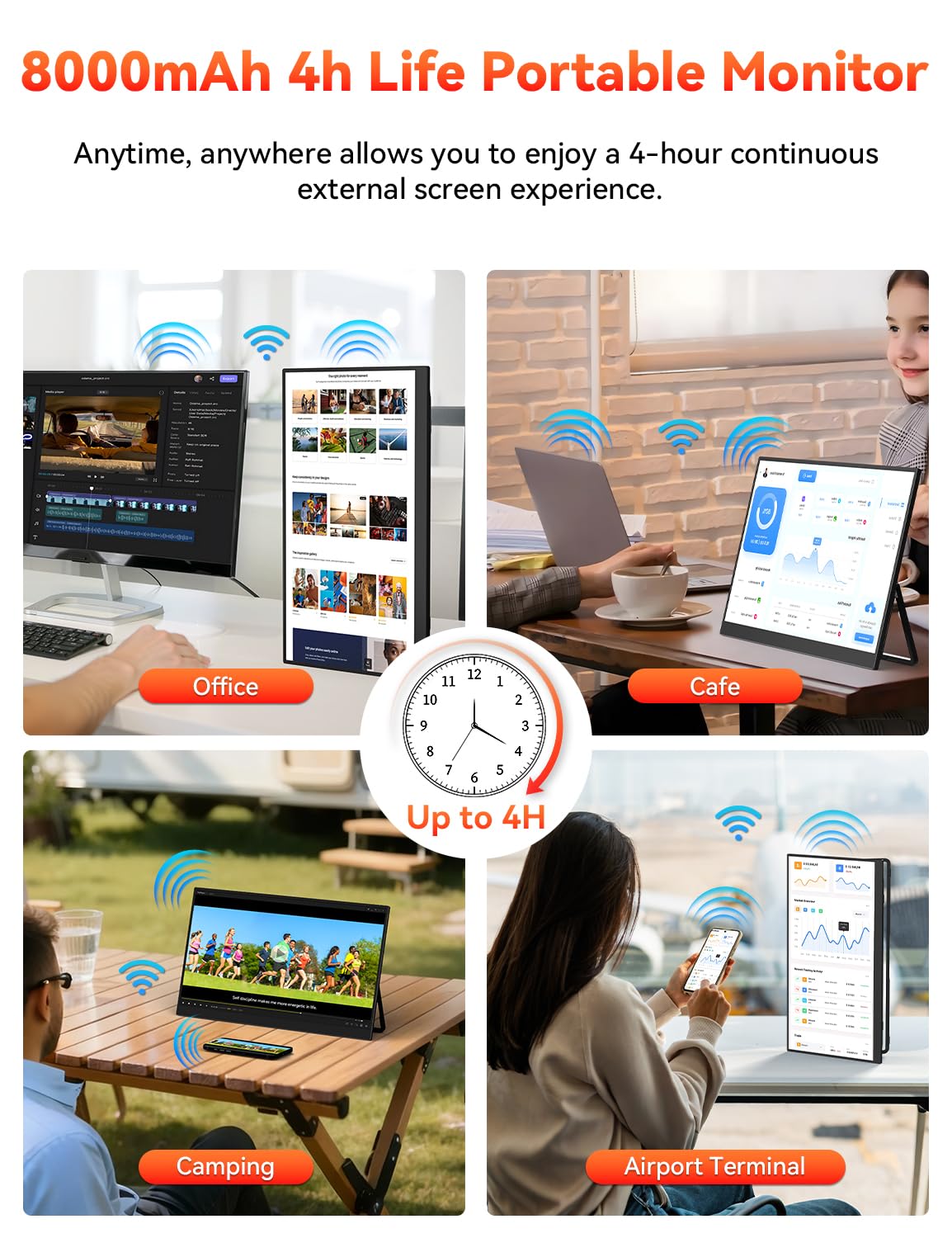 HotYeah 17.3-inch monitor on desk for dual-screen multitasking in a portable setup.