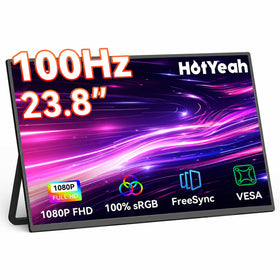HotYeah 23.8-inch monitor on desk shows immersive FHD visuals for work and play