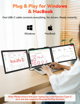 HotYeah dual portable monitors angled view for ergonomic on-the-go work.